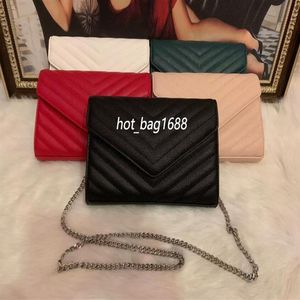 Caviar leather Woc envelope shoulder bag classic sliver chain singler bags handbags purses310T