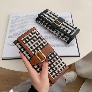 Fashion women's purse thousand-bird plaid buckle simple clutch bag multi-slot vintage money clip