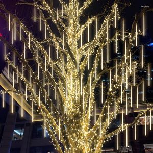 弦30/50cm流星シャワーレッド鉛フェアリーライトストリングストリートガーランドクリスマスツリーアウトドアライト年の装飾
