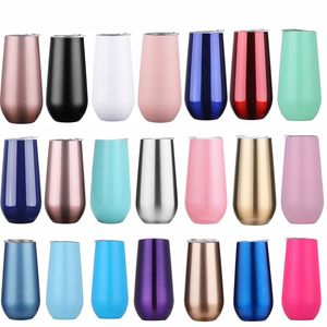 6oz Wine Glasses Tumbler Mug 23 Colors Insulated Vaccum Cup Stainless Steel Water Beer Mugs Christmas Wedding Gift