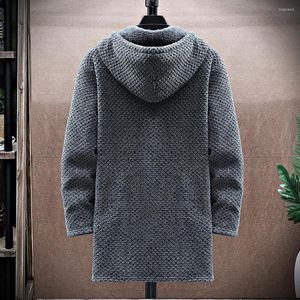 Men's Suits Men Sweater Thicken Temperament Plush Lining Windproof Zipper Overcoat For Daily Wear