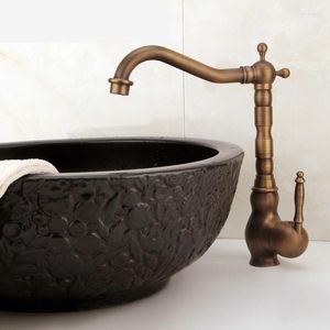 Banyo lavabo muslukları havza antika bronz kaplama Avrupa tarzı bakır mutfak musluk soğuk ve su musluk tek pirinç