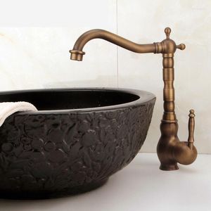 Rubinetti per lavabo da bagno Lavabo Finitura bronzo antico Rubinetto da cucina in rame stile europeo Rubinetto per acqua fredda e fredda Ottone singolo