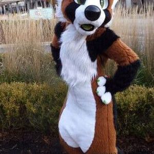 Furry Husky Fox Medium Long Fur Mascot Costume Walking Halloween Set Stage Costume