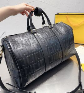 Siyah Kabartma Deri Duffel Bags Erkekler Beyefendi Ticaret Çanta Kadınlar Boş Boş Düz Renk Seyahat Çantası Unisex Classic