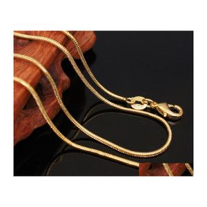 Chains 1Mm 18K Gold Plated Snake 1630 Inch Golden Smooth Lobster Clasp Necklace For Women Drop Delivery Jewelry Necklaces Pendants Dhhya