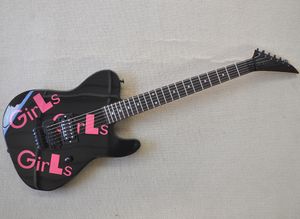 Black 6 Strings Electric Guitar med Floyd Rose Rosewood Fretboard 22 Frets kan anpassas