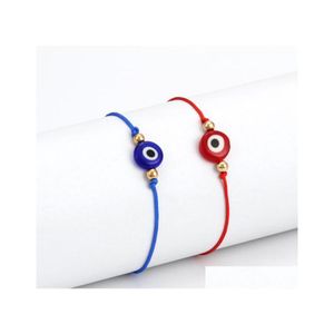 Charm Bracelets Lucky String Evil Eye Red Blue Black Cord Adjustable Braided Bracelet Diy Jewelry Drop Delivery Dhjqn