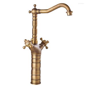 Rubinetti per lavandino del bagno Lavabo Tutto in rame Stile europeo Finitura bronzo antico e rubinetto freddo Lavelli da cucina a basso piombo Miscelatori