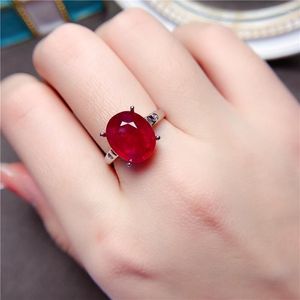 Nytt mode 2022 Cluster Rings Natural Ruby Ring 10 12mm Pigeon Blood Red 925 Sterling Silver Luxury Jewelry Romantic Gift for Women Gold 18K