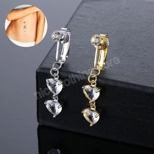 Heart Fake Belly Button Ring Fake Belly Piercing Heart Clip On Umbilical Navel Fake Pircing Cartilage Earring Clip