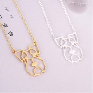 Pendant Necklaces Est Unique Geometric Origami Animal Neckalce Jewelry Cute Dog Face Pug Head Necklace For Lovers