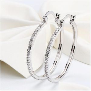 Hoop Huggie High Quality 925 Sterling Sier Big Earring Fl CZ Diamond Fashion Bad Girl Jewely Party Earrings Drop Delivery DHBP7