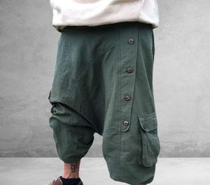 Heflashor Men039s Green Harem Pants Bloomers Vintage Loose Pants Meditation Outdoor Men Hip Hop Wide Leg Ounsers Pantalon homb9146979