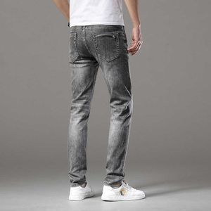 Men's Jeans designer New style luxury jeans in spring and summer European smoke gray slim elastic small leg long pants 9LDT