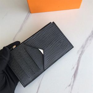Uchwyty na karty Portfel marki wycięty z płótna torebki luksusowe torby torby czarne skórzane podszewka stylowa i elegancka monety C279T
