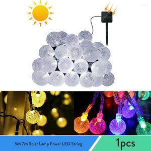 Str￤ngar 5m 7m Solar Lamp Power LED String Fairy Lights Garlands Garden Chile Decor Crystal Ball For Outdoor Waterproof