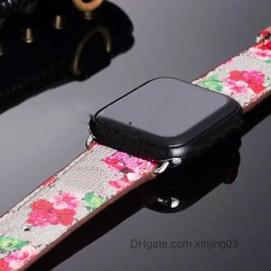 pulseira de relógio inteligente Apple Watch G Color Pattern LeatherStrap para AppleWatch Band Series 6 5 4 3 2 40mm 44mm 38mm 42mm pulseira iWatch Belt xinjing03