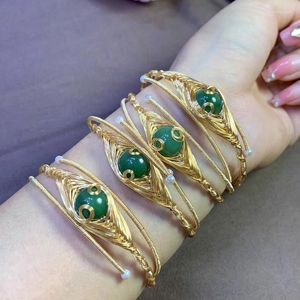 Bangle Drop JourSneige Green Natural Stone Bangles med metallbeslag Fashion For Women