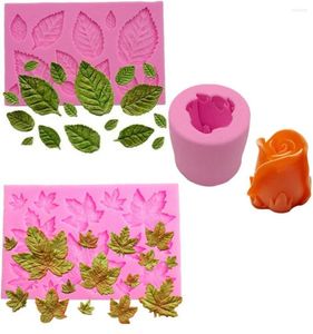 Baking Moulds 3pcs/pcs 3D Rose Leaves Shaped Silicone Mold Fondant Cupcake Cake Decoration Tool Soap Candle DIY