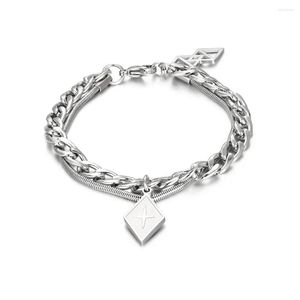 Link Bracelets Arrivals Stainless Steel Cuban Chain Geometric Cross Splicing Bracelet Ladies Jewellery Gift For Her