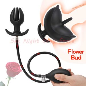 Oggetti di bellezza bocciolo fiore gonfiabile anale plug dildo separato pompa di dildo usura espandibile culo grande bdsm g-spot massaggio dilatatore di dilatatore sexy giocattolo sexy