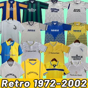 Kewell retro kısa kollu erkekler futbol formaları hasselbaink mcallister ev ve uzak beyaz sarı mavi futbol gömlek üniformaları 00 02 88 90 91 92 93 94 95 96 97 98 99 1972