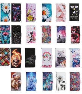 23designs Capas carteira de couro para Samsung S24 Ultra Plus A55 A35 A05S A15 A04S M13 A04 M40S A54 A34 Flor Borboleta Lobo Crânio Animal Slot para cartão Suporte Flip Cover Bolsa