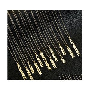 Pendant Necklaces Gold Letter Zodiac Necklace Constellation Custom Stainless Steel English Birthday Jewelry Gifts Drop Delivery Penda Dhrzx