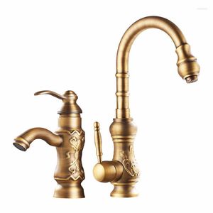 Kitchen Faucets Bronze Color Brass Material Deck Mounted Cold & Water Of Sink Mixer