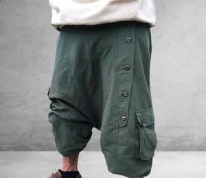 Heflashor Men039s Zielone spodnie harema kwitnące vintage luźne spodnie medytacja Mężczyźni Outdoor Hip Hop Wide Nogę Spodnie Pantalon Homb1989856