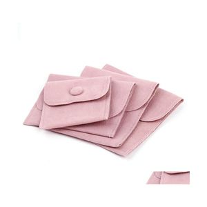 Jewelry Pouches Bags Gift Packaging Envelope Bag With Snap Fastener Dust Proof Jewellery Pouches Made Of Pearl Veet Pink Blue Size Dhkil