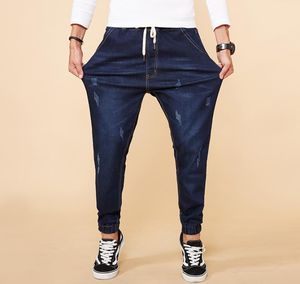 6xl 7xl 8xl Big Size Stretch Men039S Jeans Chinese stijl Elastische taille Harembroek Blue Casual Divered Denim Trousers7825173