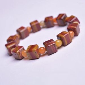 Linha vermelha do atacado Padrão quadrado Bracelet de pedra natural Cubos de açúcar moldam pulseiras de contas para homens jóias de moda cristalina