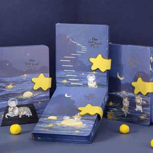 2022 New Colorful Page Star Travel Notebook Creative Shaped Magnetic Buckle Notepad A5 with Extra Student Hand Book Cat Cover