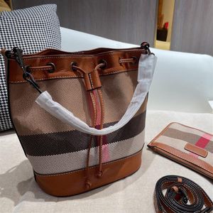 Kordelzug Eimer Tasche Plaid Umhängetaschen Umhängetaschen Leinwand Karierte Frauen Handtasche Mit Reißverschlusstasche Abnehmbarer Riemen Ship258B