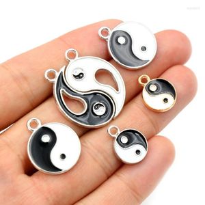 Charms Mode Legierung Metall Tropfen Öl Zwei-Seitige Kit Tai Chi Bagua Makroporöse Perlen Für DIY Armband Halskette Schmuck machen