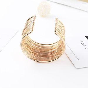 Bangle vidöppen manschettarmband Amp Bangles Gold Silver Color Alloy Big Manlig kvinnlig armband