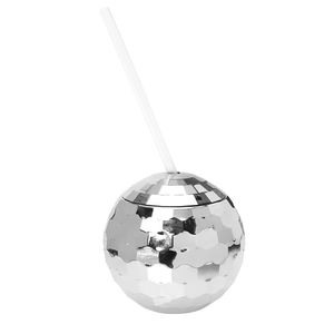 20oz Plastic Water Cups Drinkware Disco Ball Wine Tumblers blinkande elektroplattbollar med sugr￶r f￶r fest och bar A0038
