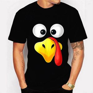 Herren T-Shirts Thanksgiving Turkey Face Print Herren T-Shirt Hip Hop Streetwear Happy Day Übergroßes T-Shirt Unisex Shirt Hombre Ästhetisch