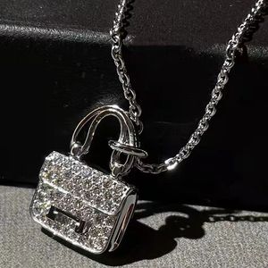 Luxury Handbag Necklace Mens Designer Jewelry Fashion Gold Love Neckor for Women Diamond Neckwear Rosegold Chain H 925 Silver With Box