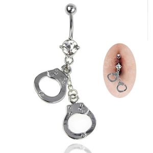 Simple Personality Handcuffs Crystal Style Navel Belly Button Barbell Rings Body Piercing Gift For Men Women