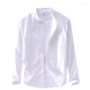 Men's Casual Shirts Oxford Spun Men's Lined Cotton Comfortable Long-sleeved Shirt For Male White Bottoming Fashion Loose Top