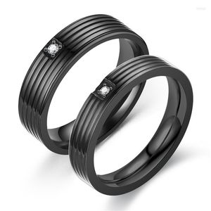 Wedding Rings American Titanium Steel Stainless Ring Black Inlaid Zircon Pair For Couple Ornament Factory Direct Sales