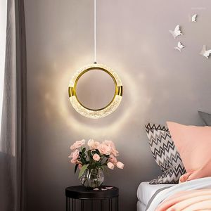 Pendant Lamps Nordic Round Golden Small Chandelier Creative Iron Light Bar Cafe Living Dining Room Bedside Simple Hanging Lamp