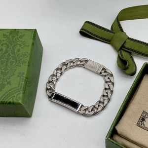 Mechanisches Retro-Identifikations-Unisex-Armband aus Stahl mit Charme, schwarzem Emaille-Finish, robuster Stil, leichter Luxusmarke, Designer-Armband Pulseira mit Box
