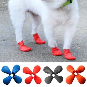 Abbigliamento per cani 4 pezzi/set Scarpe per animali domestici Stivali da pioggia in gomma con palloncino impermeabile Calzature Calzini per gatti per protezioni per cuccioli