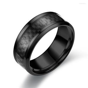 Wedding Rings 8MM Men's Tungsten Carbide Silver Color Ring Inlay Black Carbon Fiber Band For Mens Party Fashion Jewelry Gift S2160