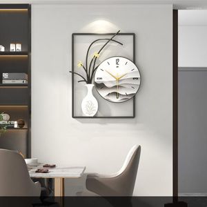 Relógios de parede Relógio chinês Sala de estar Luz de luxo moderno minimalista Creative Personalidade Moda Home Watch Red Decoration
