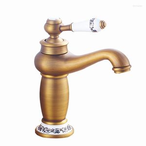 Bathroom Sink Faucets Blue And White Porcelain Faucet European Style Antique Cold Double Open Basin Kitchen All Copper